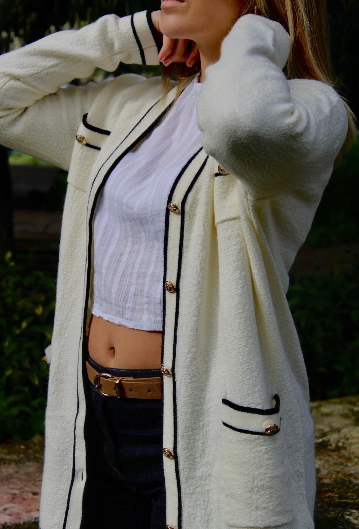 Kimono com botões dourados