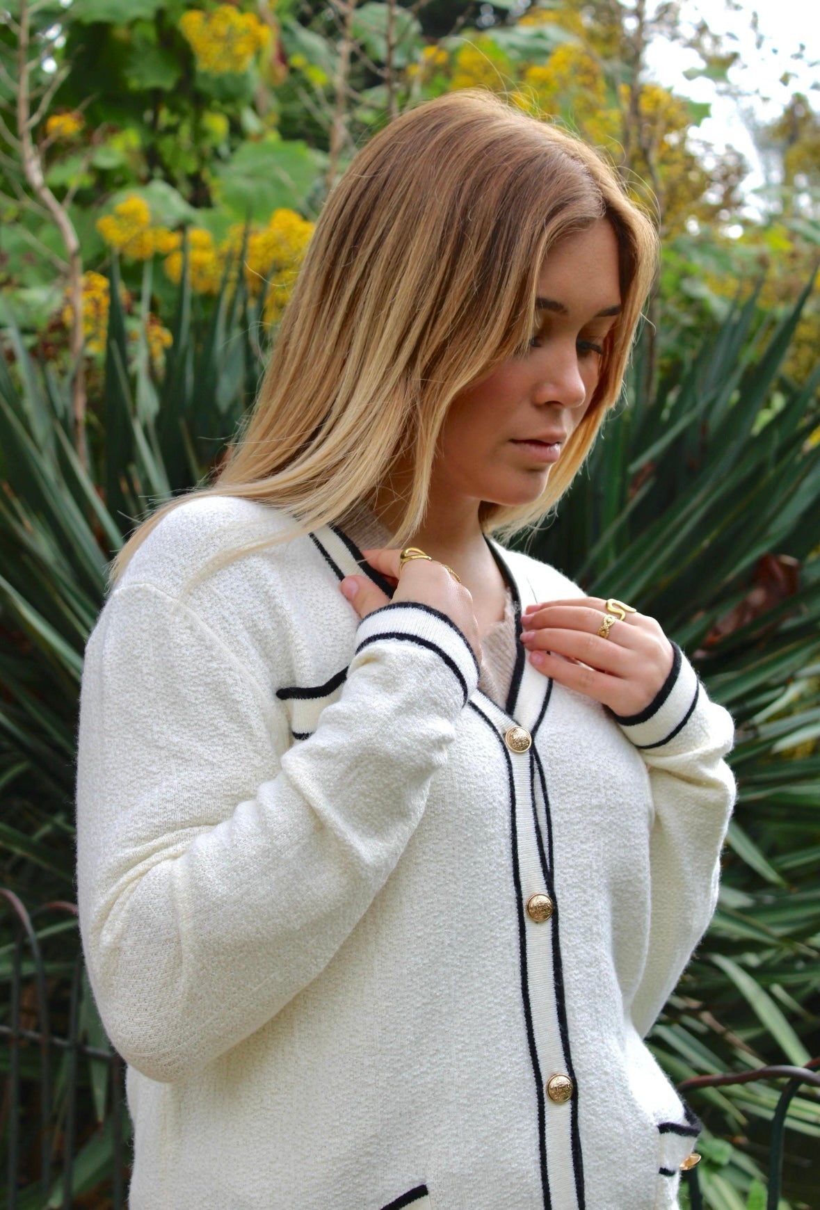 Kimono com botões dourados