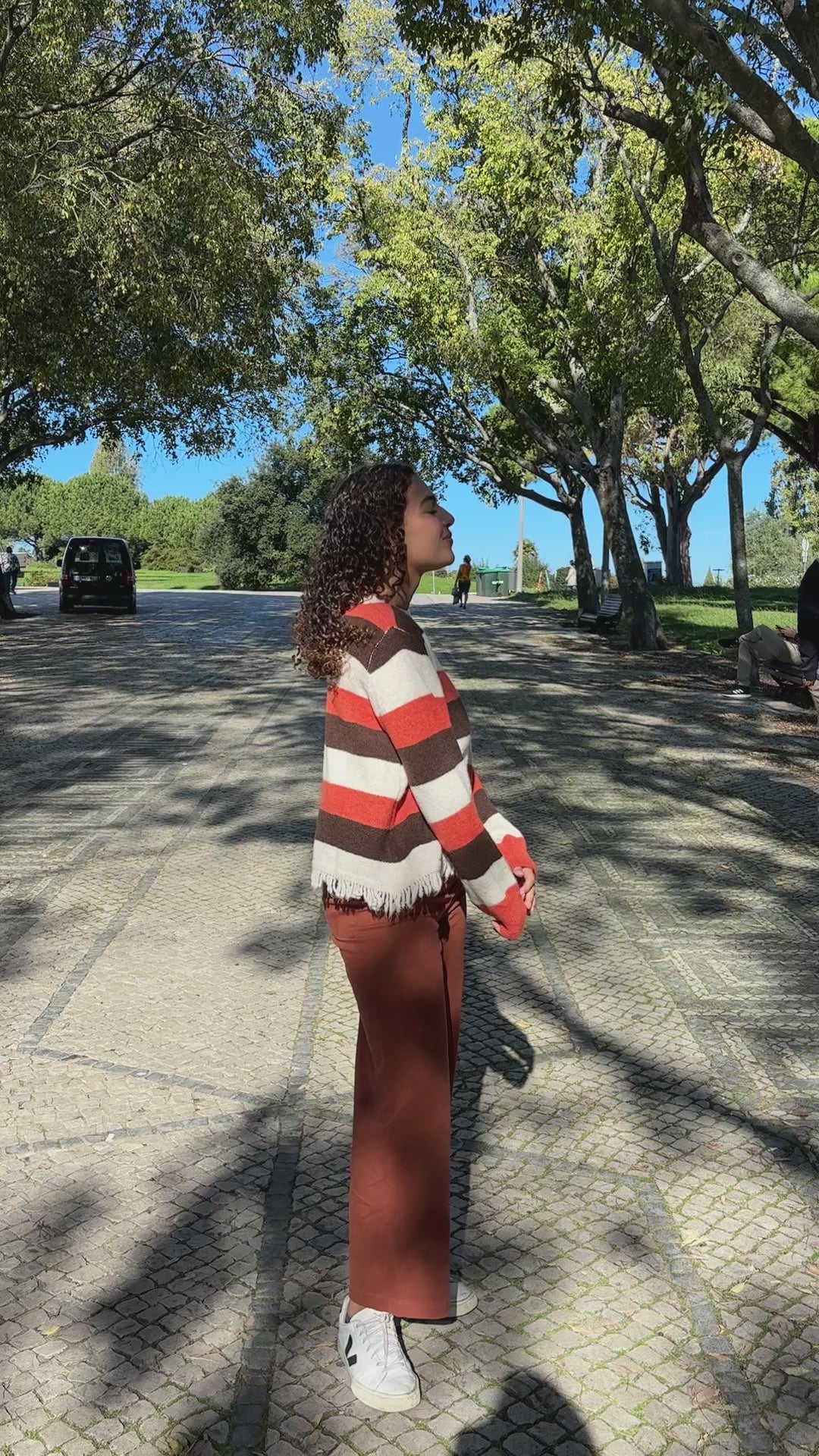 Camisola de Malha tons laranja e castanho